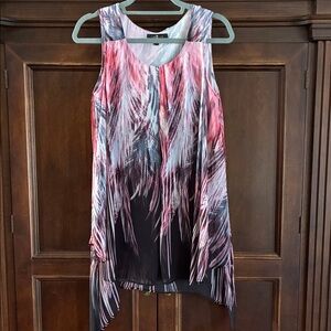 Sleeveless Abstract Brushstroke Tunic - Pink & Black